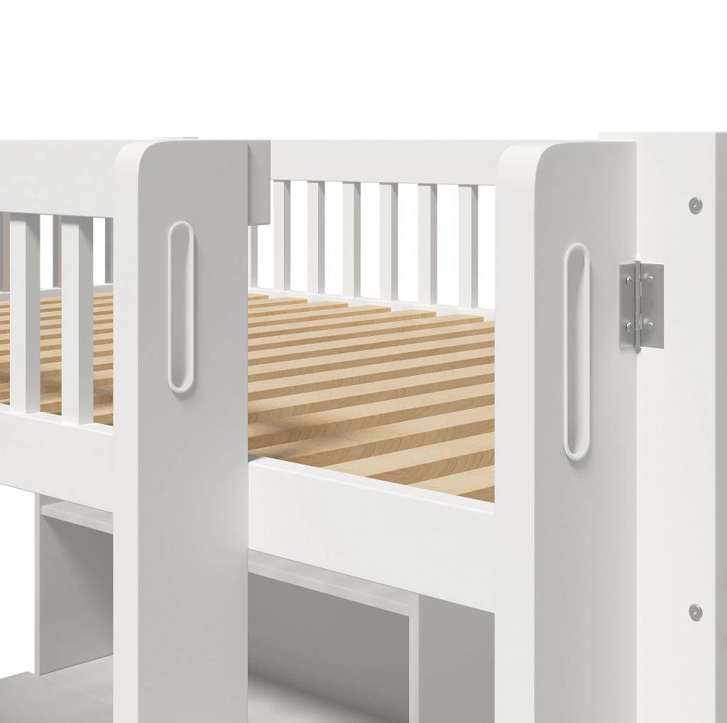 Letto a soppalco 90x200 cm con scrivania e 3 cassetti bianco