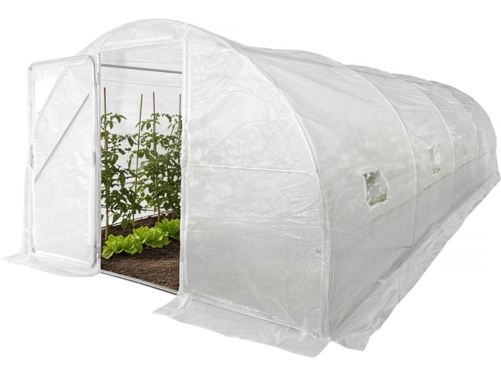 Serra a tunnel da giardino "Mimosa" con porta - 18 m² - 180 g - Bianco