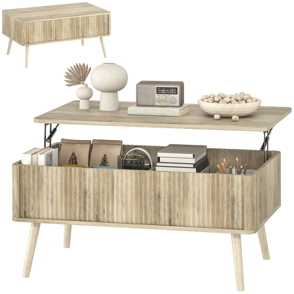 Tavolino da caff¨¨ con scomparto ¨C Xylo ¨C legno di pino, effetto rovere, 91x56x43 cm