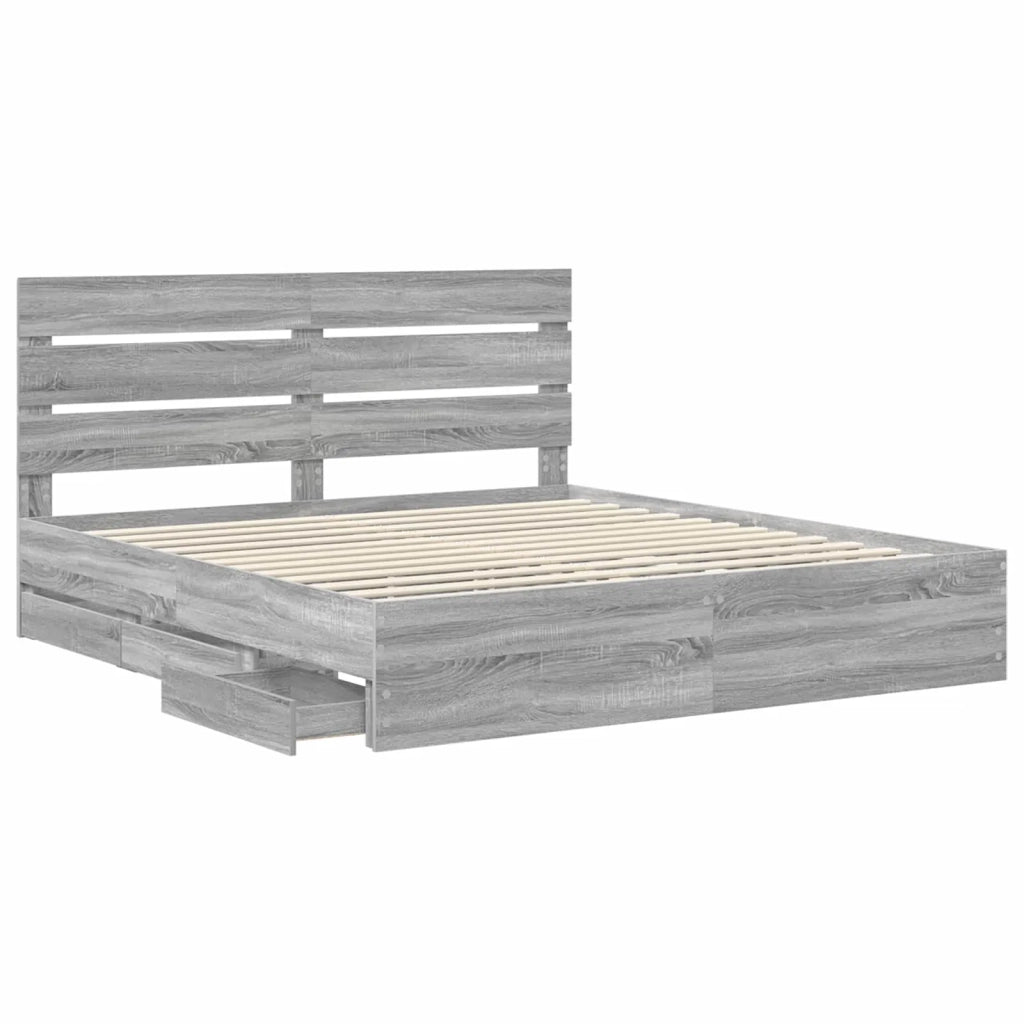 Struttura del letto con cassetto Grigio Sonoma 200 x 200 cm 3411812