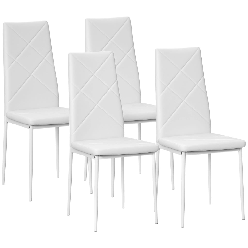 Set di 4 sedie da pranzo con schienale alto, rivestimento in similpelle e gambe in metallo ¨C Minimal ¨C Bianco