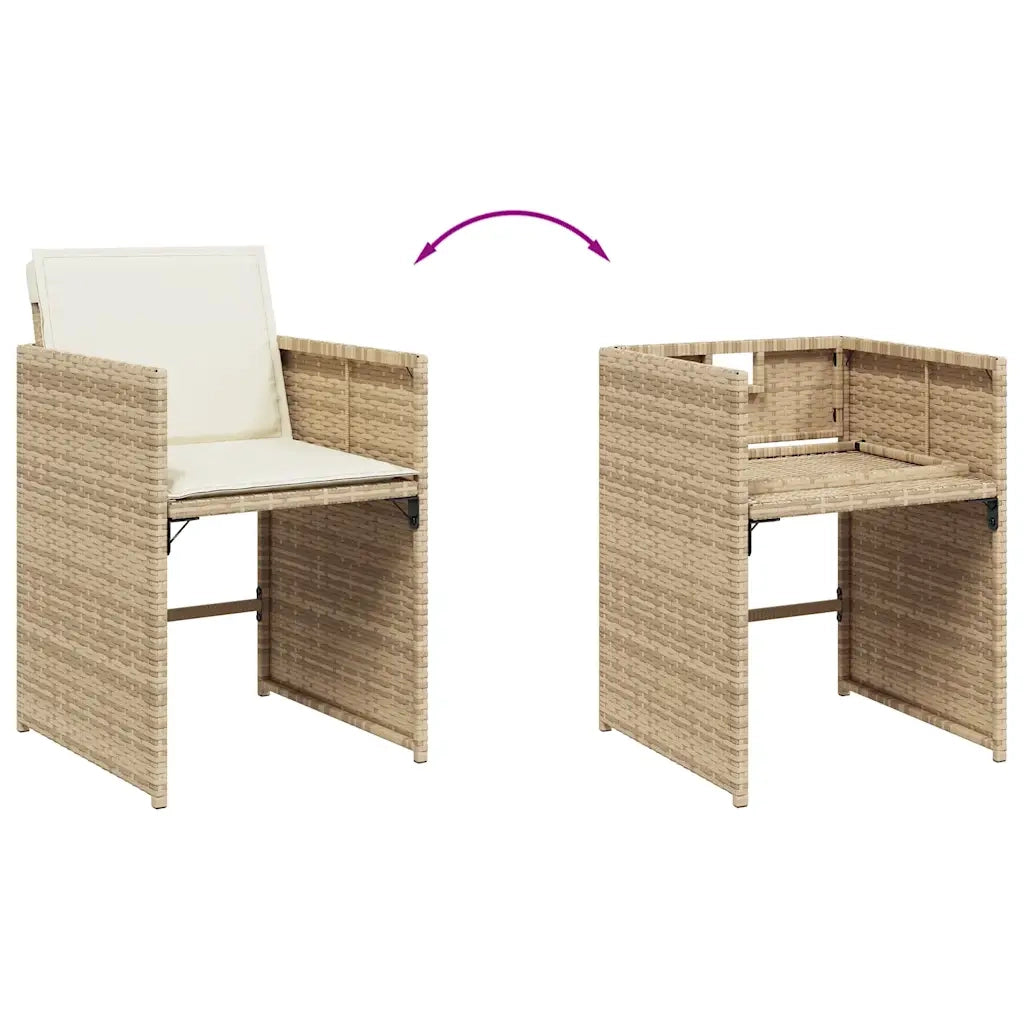 Set da Pranzo da Giardino 11 pz con Cuscini Beige in Polyrattan 3211156
