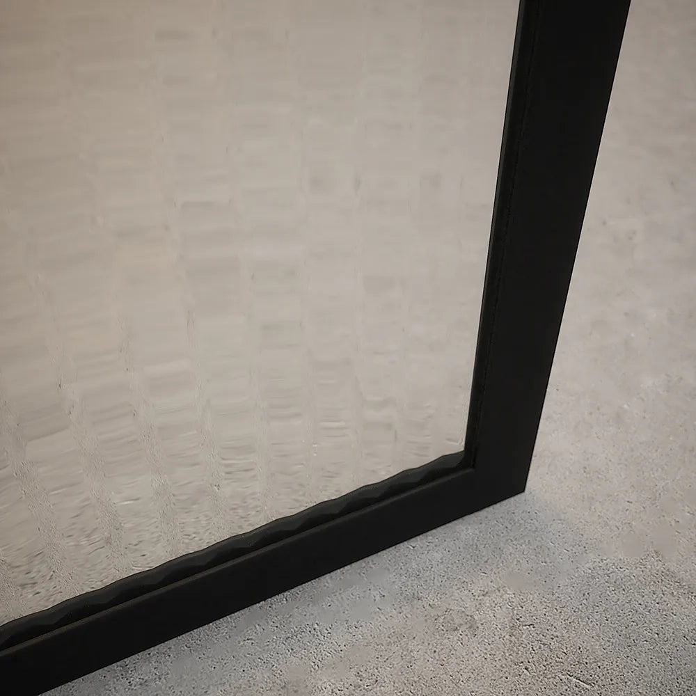 Doccia walk-in full frame 130 cm vetro cannettato profili neri | Rodi