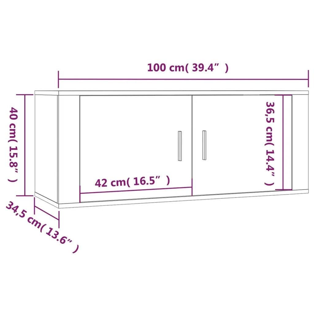 Mobili Porta TV a Parete 3 pz Rovere Fumo 100x34,5x40 cm 3188379