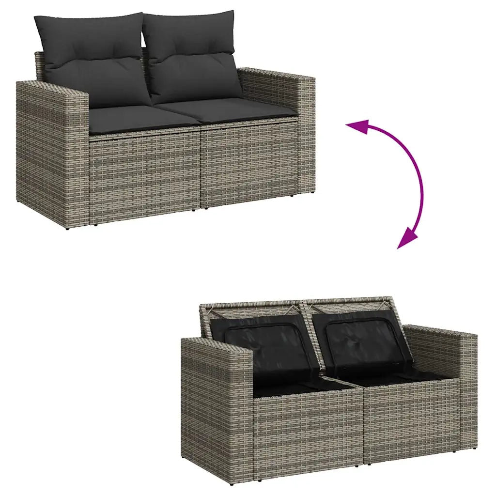 Set Divano da Giardino 8 pz con Cuscini Grigio in Polyrattan 3325436