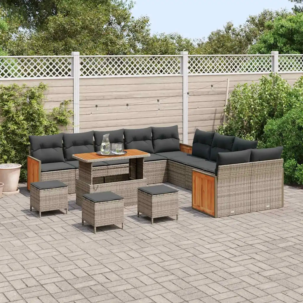 Set Divano da Giardino con cuscino 14 pcs Grigio