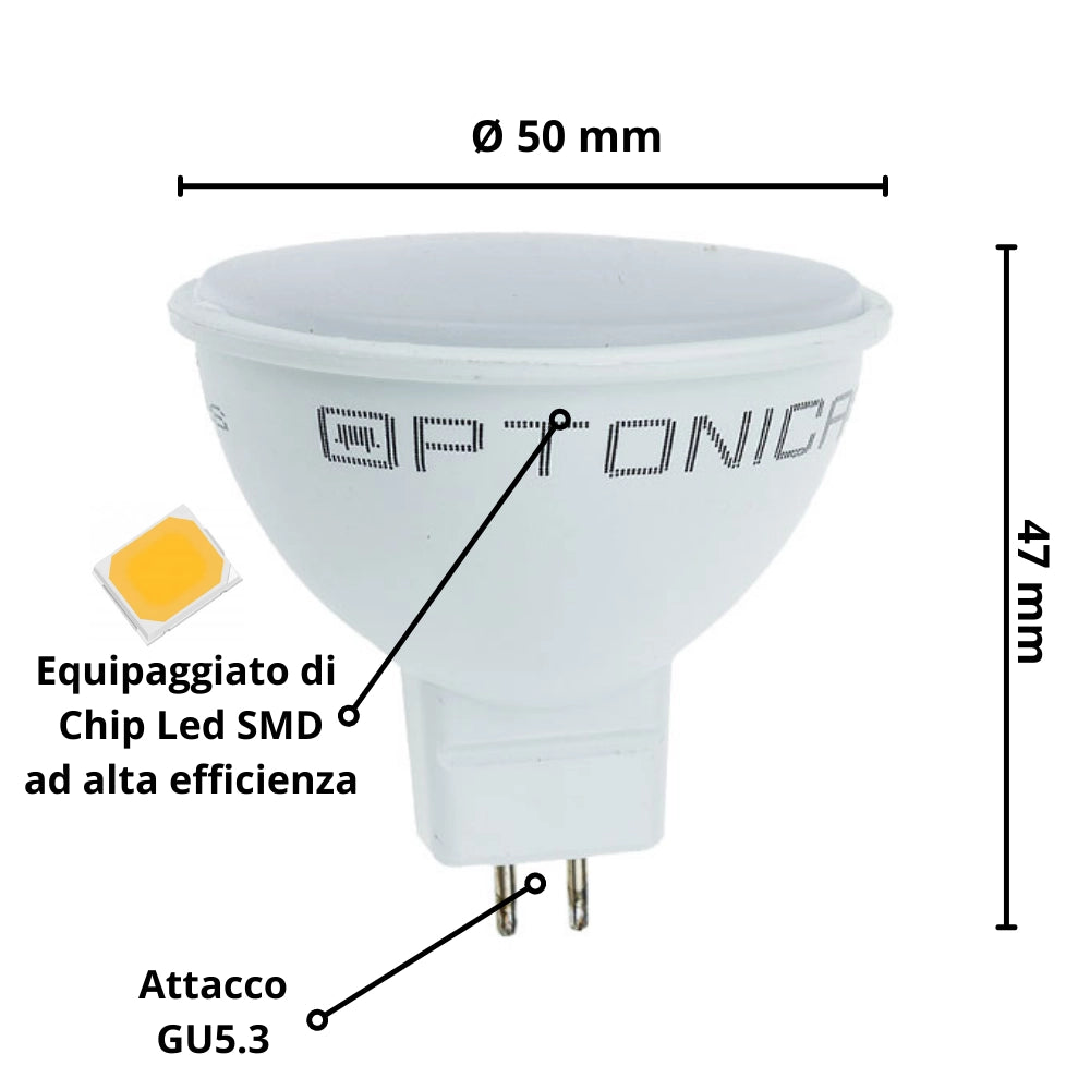 Lampadina dicroica led spillo gu5.3 7watt risparmio energetico 4500k pezzi 3