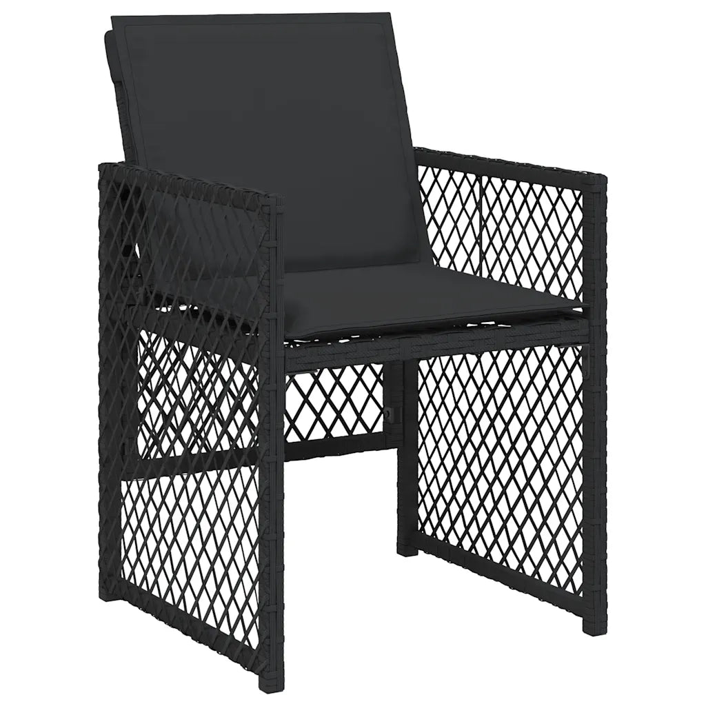 Set da Pranzo da Giardino 13pz con Cuscini Nero in Polyrattan 3210799
