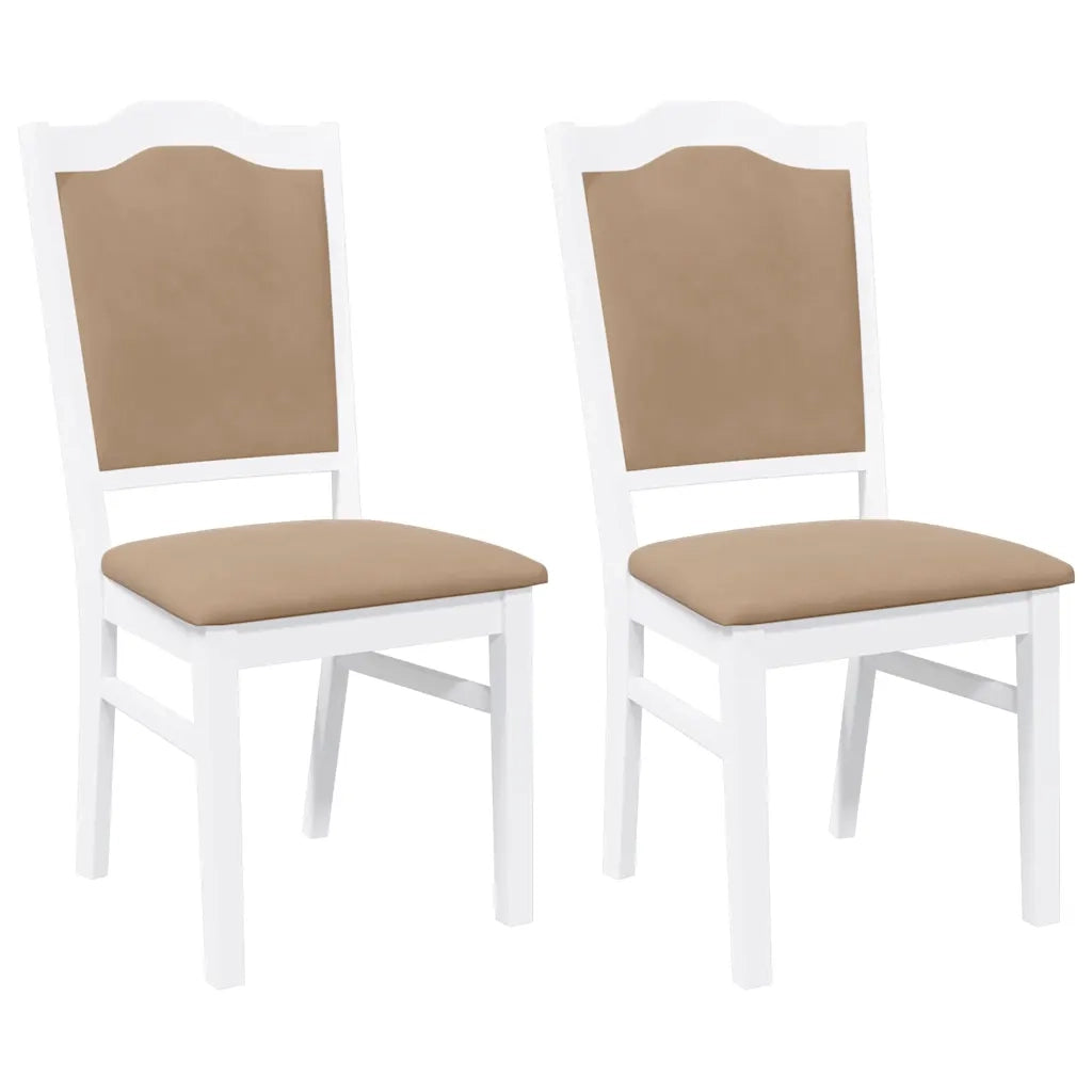 Sedie da Pranzo con Cuscini 2 pz | Sedie da cucina Bianco Legno Massello di Hevea