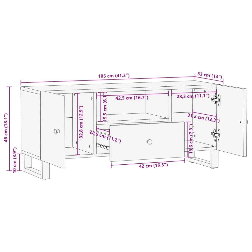 Mobile TV | Armadietto TV | Mobile Porta TV 105x33,5x46cm Legno Massello Recupero e Multistrato