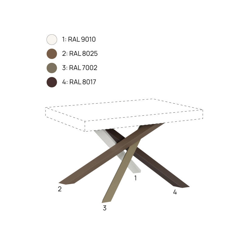 Tavolo allungabile 180/440x90 cm Volantis Premium telaio Multicolore 4/C - Noce