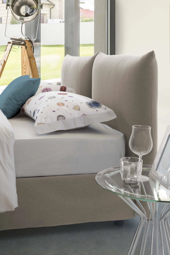 Letto Matrimoniale Aghineo, Letto Matrimoniale Sfoderabile Made in Italy, Grigio Tortora\