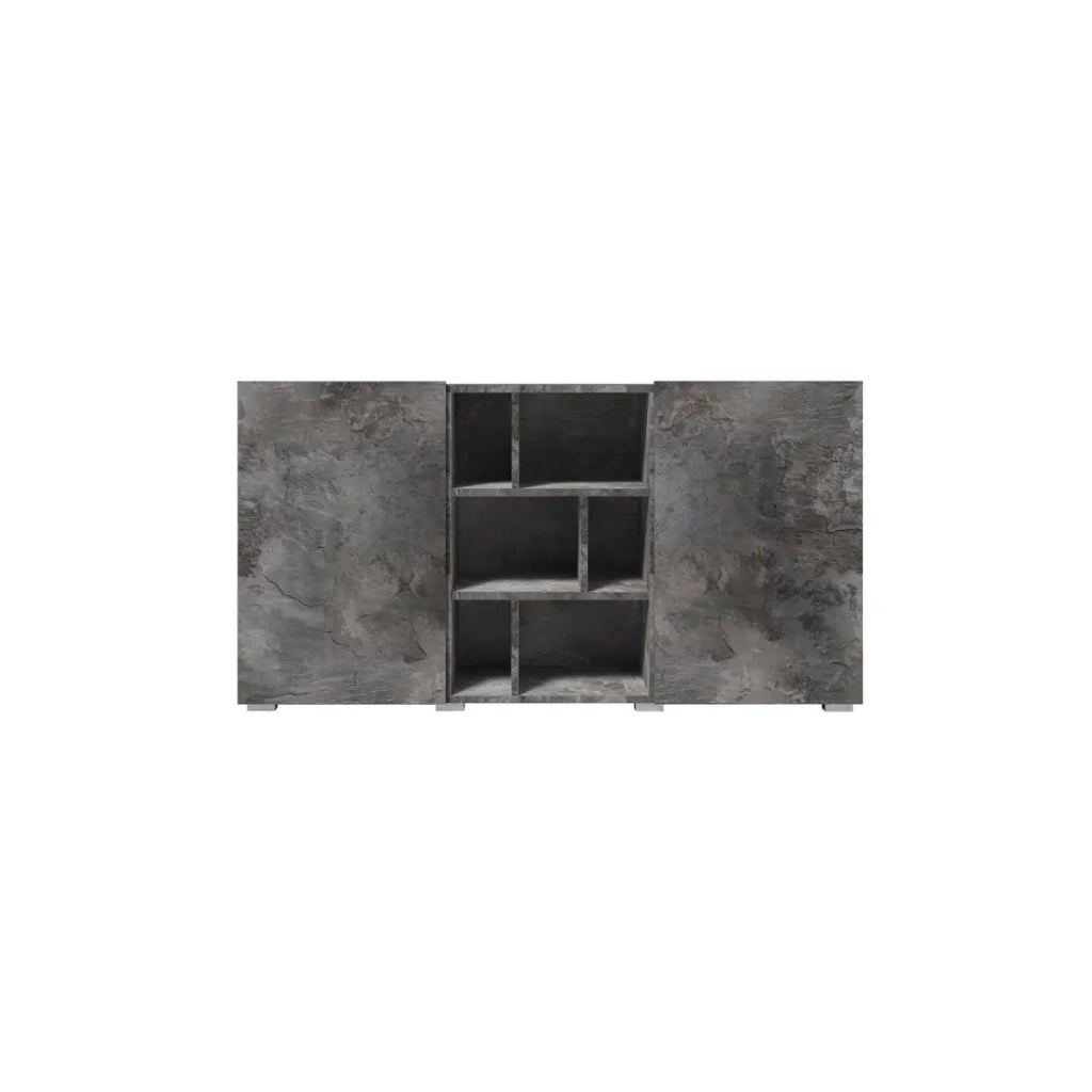 Buffet NARVA 130 cm effetto ardesia - 2 porte e 6 nicchie - 132.4 x 68.1 x 39.5 cm