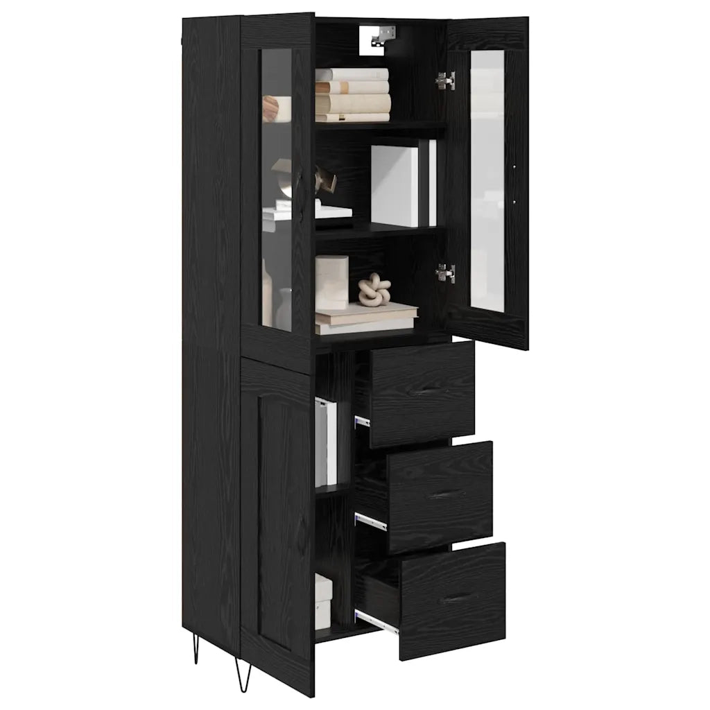 Credenza-Buffet-Armadio da cucina Rovere Nero 69,5 x 34 x 180 cm Legno multistrato 267211