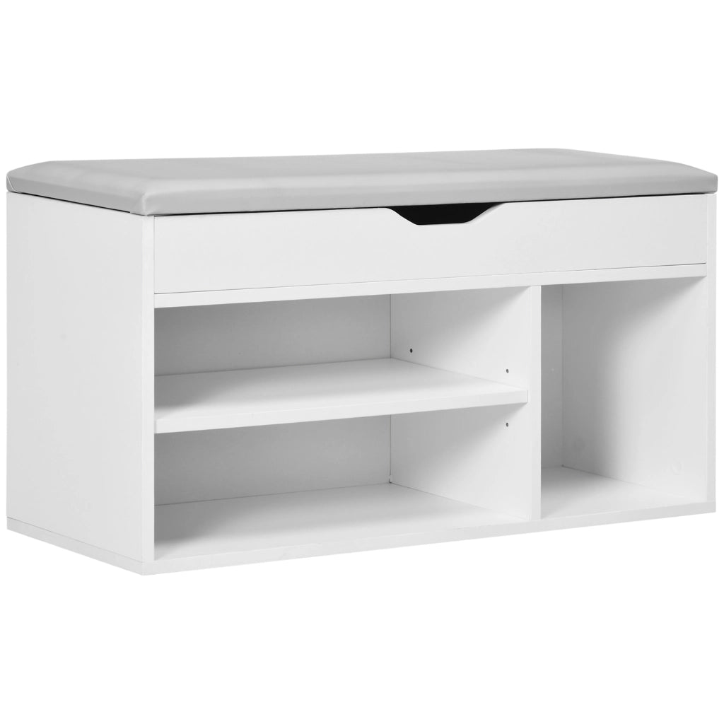 Scarpiera con Panca e Vani Aperti ¨C zephmum ¨C Legno Bianco 80x35x90 cm