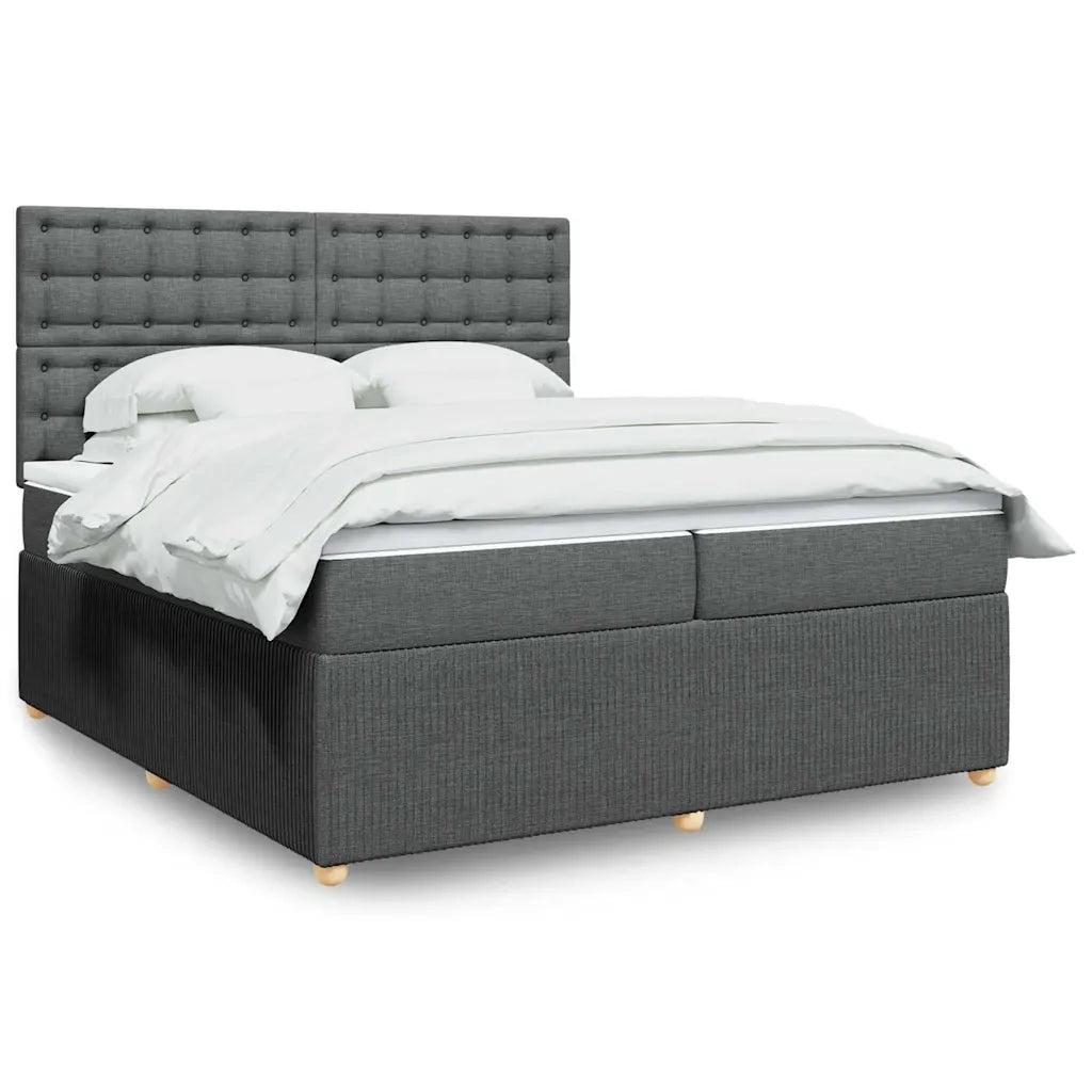 Giroletto a Molle con Materasso Grigio Scuro 200x200 cm Tessuto