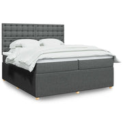 Giroletto a Molle con Materasso Grigio Scuro 200x200 cm Tessuto