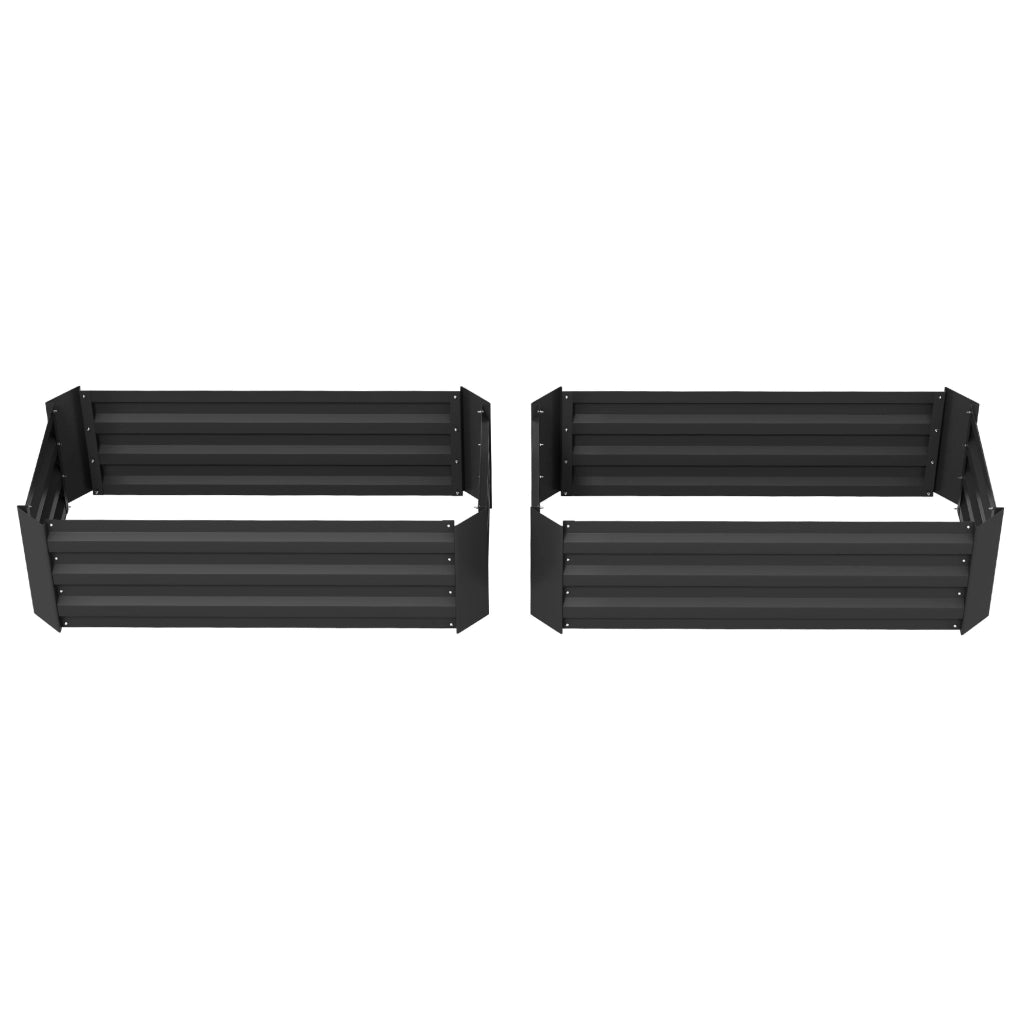 2 Pezzi Tavolo da Giardino ¨C Minimal ¨C Nero Acciaio 100x50x30 cm