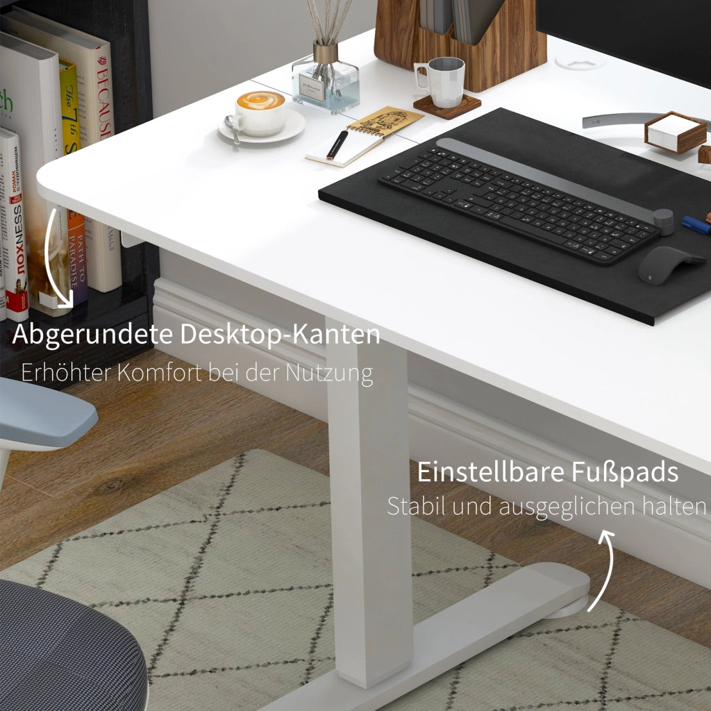 Scrivania regolabile in altezza 140x70 cm, scrivania elettrica per computer con 4 slot di memoria, scrivania ergonomica per lavorare sia seduti che