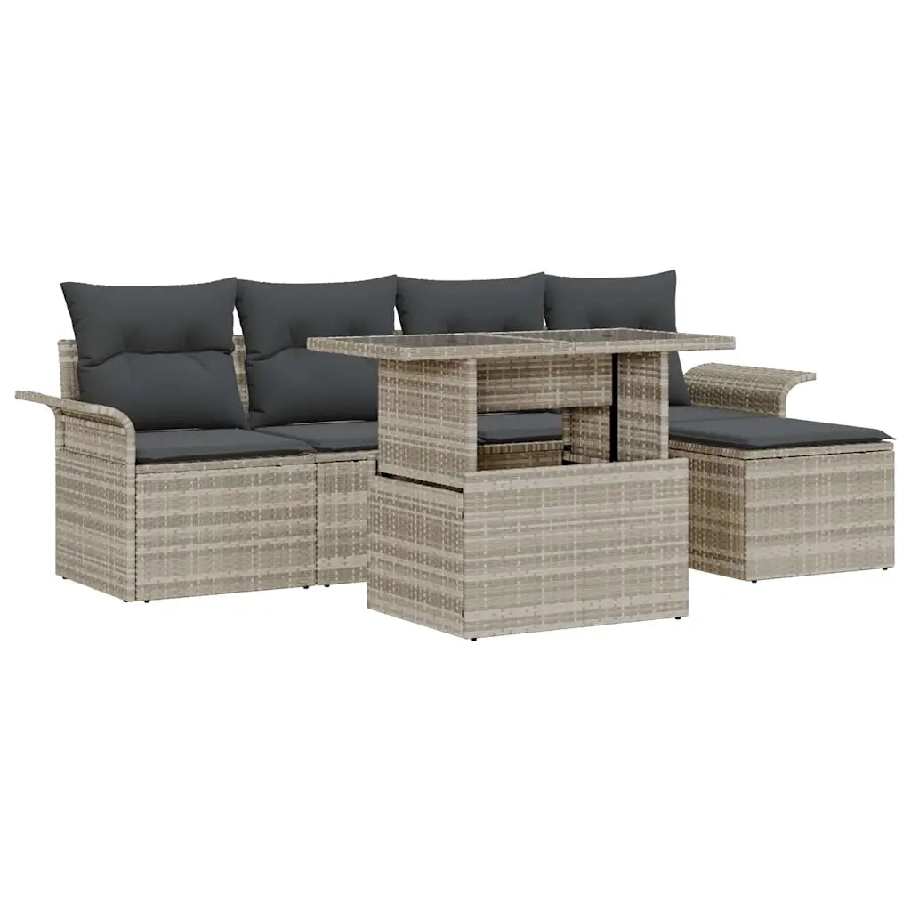 Set Divano da Giardino 6 pcs Grigio chiaro Poly Rattan 3348268