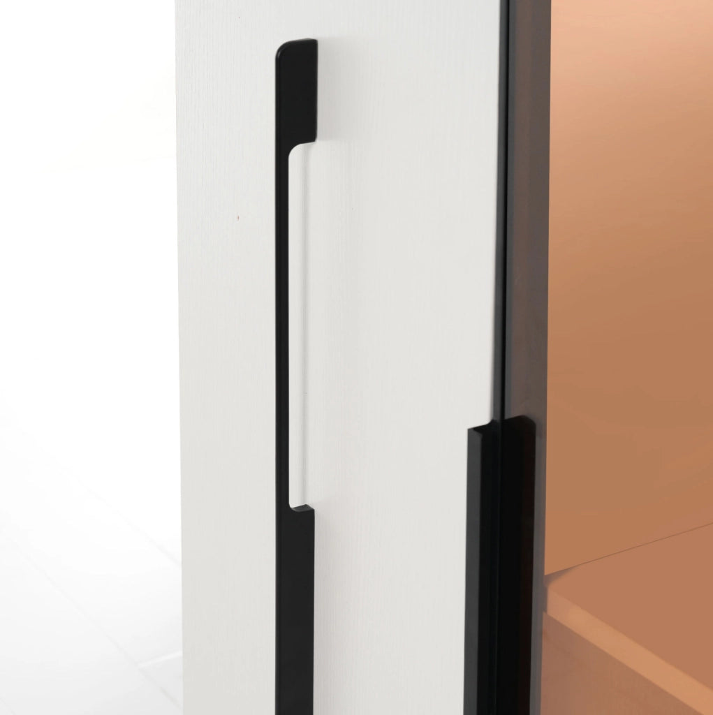 Vetrina 110.5x35x160 cm con LED integrato e vano laterale estraibile in MDF bianco