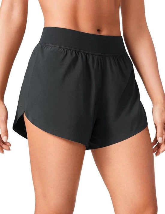Shorts da Ginnastica con Spacco Alta Cintura con Tecnologia di Rilascio di Calore