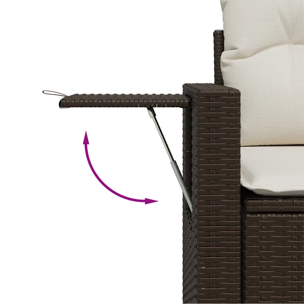 Set Divani da Giardino 9pz con Cuscini Marrone in Polyrattan 3220452