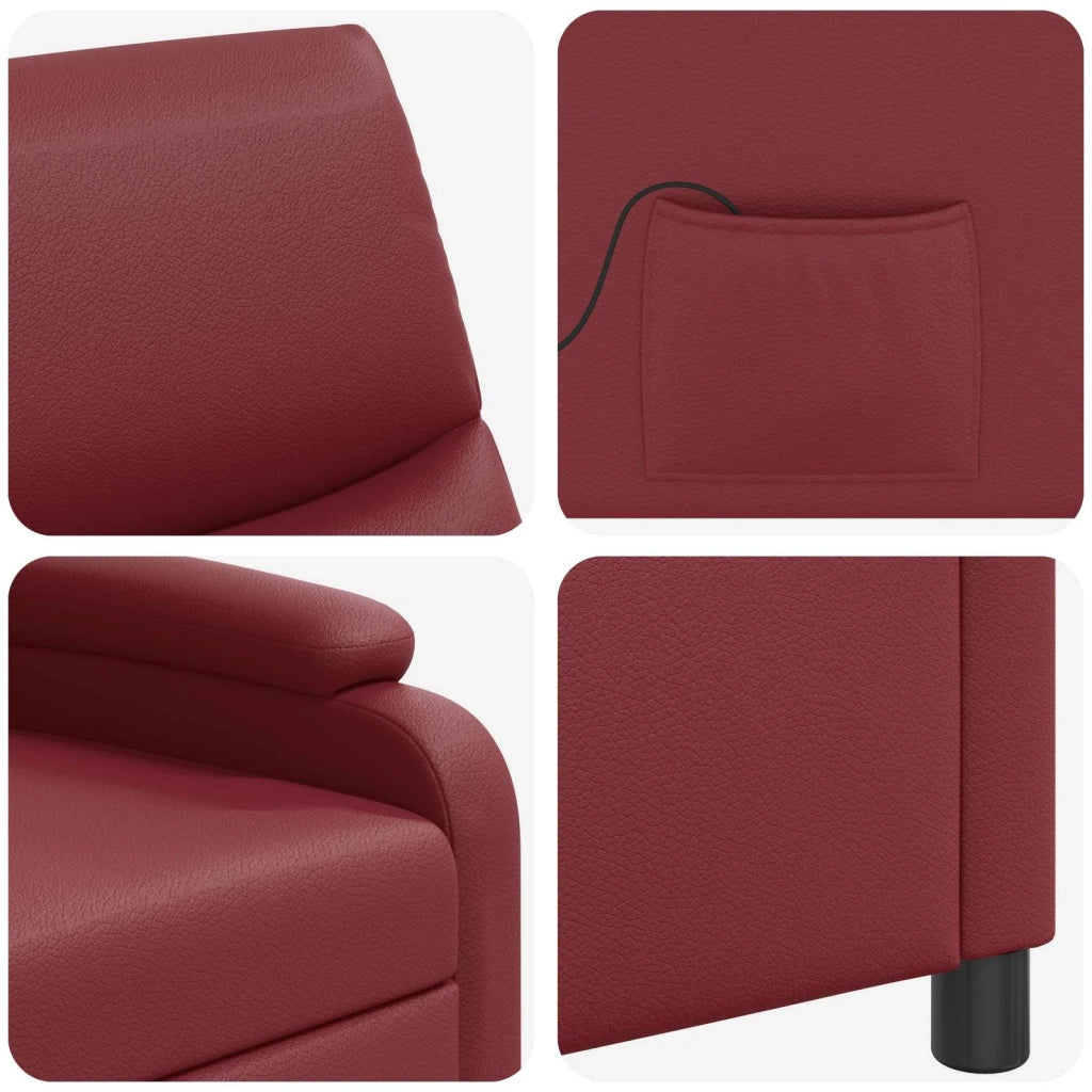 Divano Sedia-Poltrona Massaggiante Rosso Vino Similpelle 467437