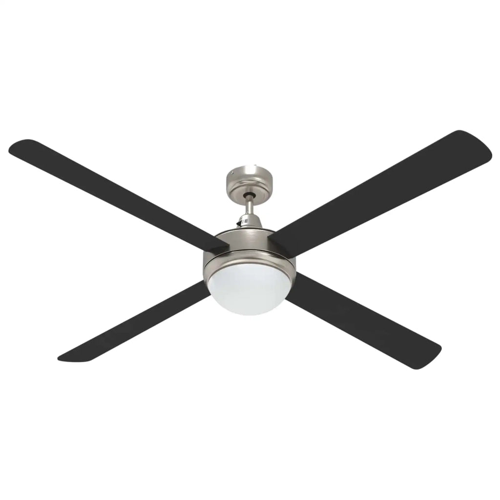 Ventilatore da soffitto con luce e telecomando Ø 130 cm Nero 42035649