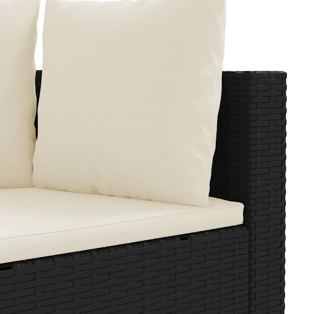 Set Divani da Giardino 3 pz con Cuscini in Polyrattan Nero