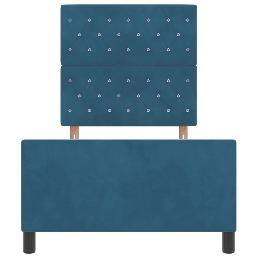Letto a molle con testiera Blu Scuro 100 x 200 cm Velluto