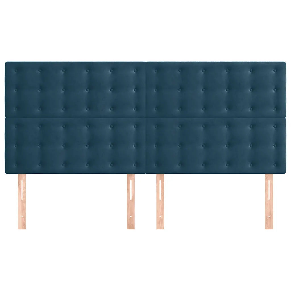 Testiera | Testata Blu Scuro 160x5x118/128 cm Velluto