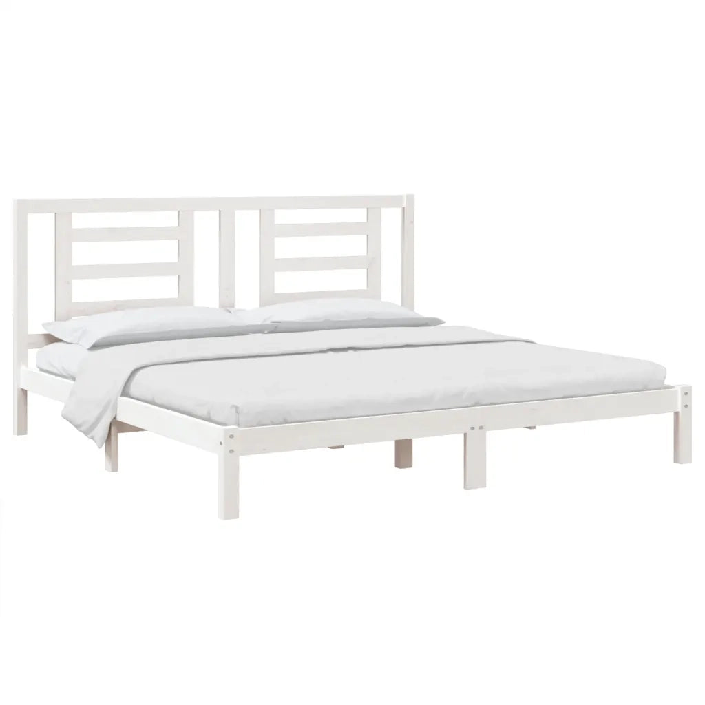 Letto matrimoniale | Letto per adulti | Giroletto senza Materasso Bianco 200x200 cm Legno Massello Pino