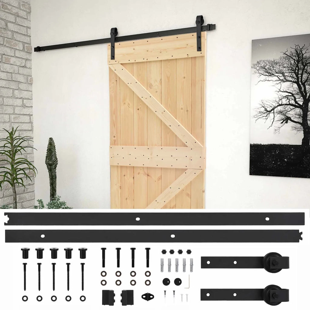 Porta scorrevole Naturale e Nero 100 x 210 cm 3444868
