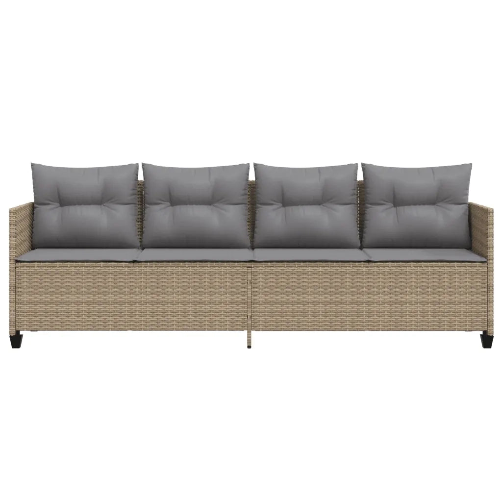 Lettino Prendisole con Cuscini Beige in Polyrattan 368329