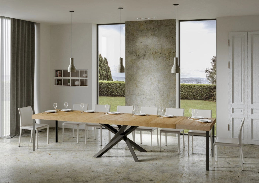 Tavolo Allungabile 200-460x90x77 cm Volantis Premium Quercia Natura Telaio Antracite