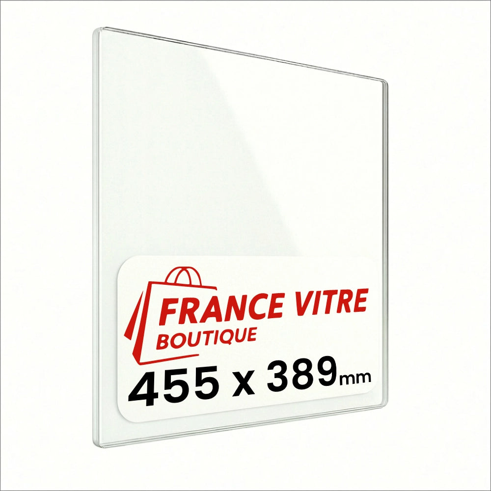 455 x 389 x 4 mm - Vetro per stufa a legna - vetro camino di ricambio - vetro per caminetto resistente al fuoco - France Vitre