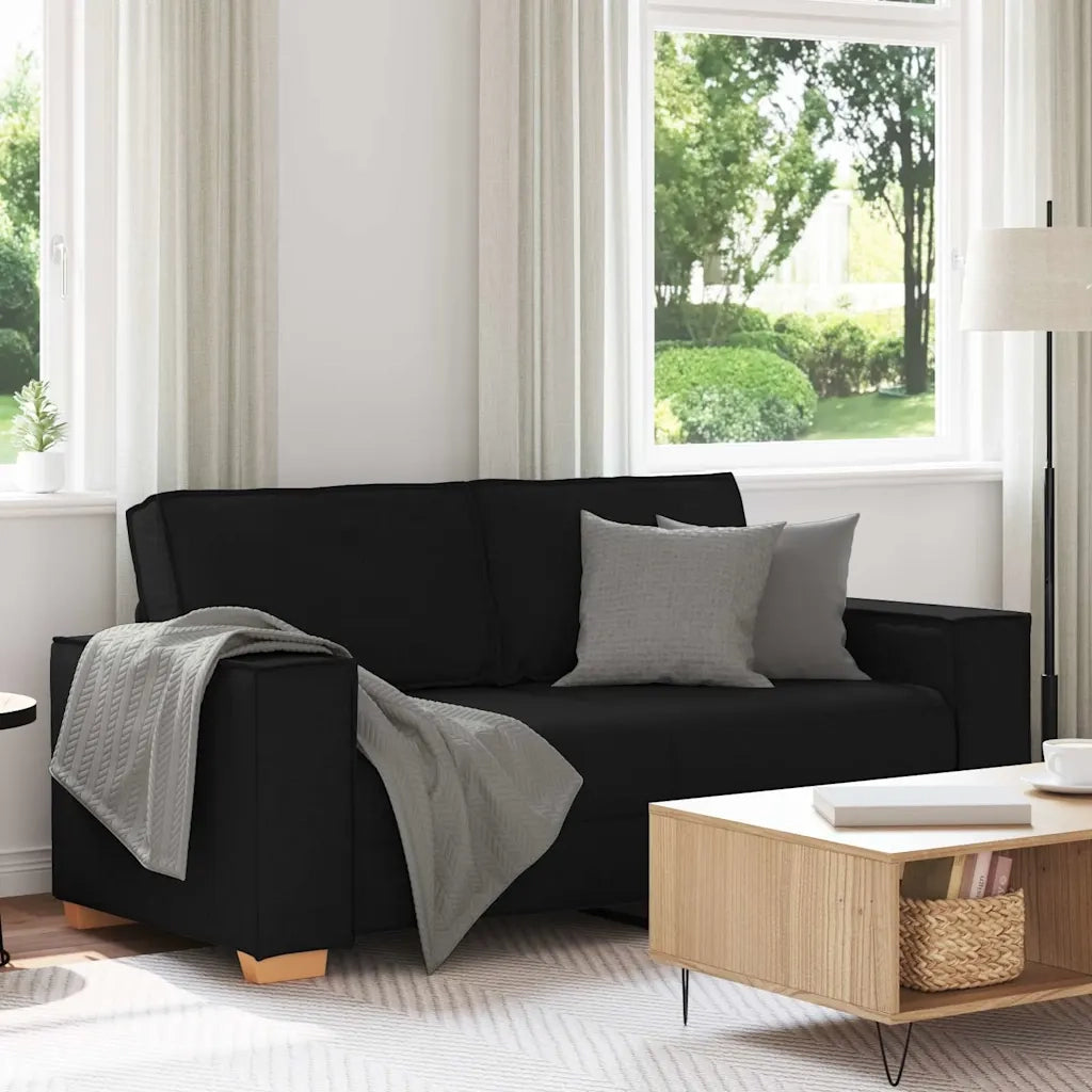 Divano a 2 Posti-Sofa 2 Posti Nero 140 cm Tessuto