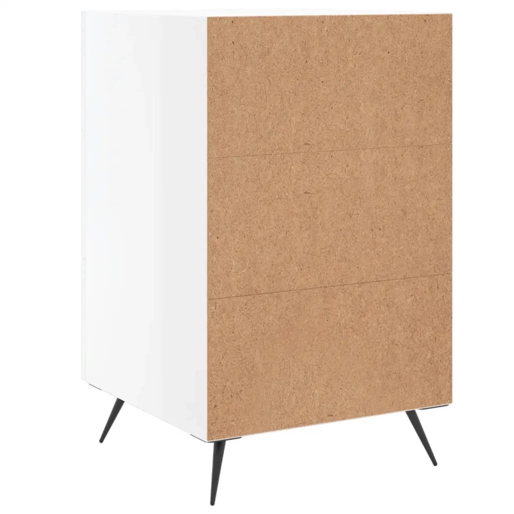 Comodino Bianco Lucido 40x40x66 cm in Legno Multistrato 827630