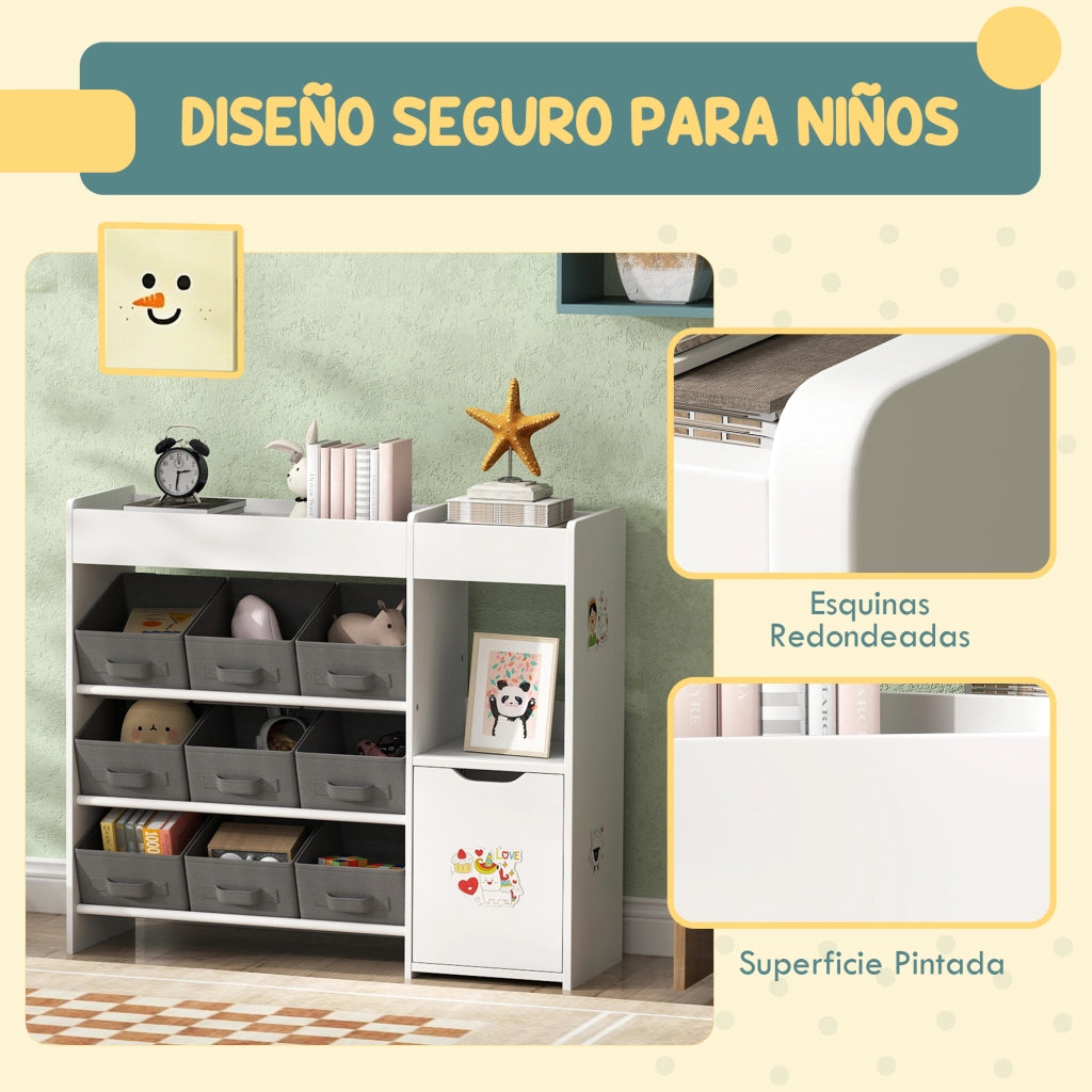 Cassettiera per bambini con cesti ¨C zephmum ¨C 92x30x80 cm bianco