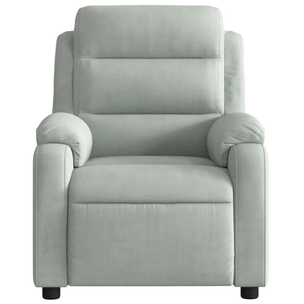 Poltrona Elettrica Massaggi Reclinabile-Divano Sedia Grigio Chiaro Velluto 846898