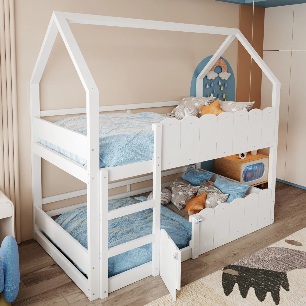 letto a castello legno bianco 90 x 200 cm