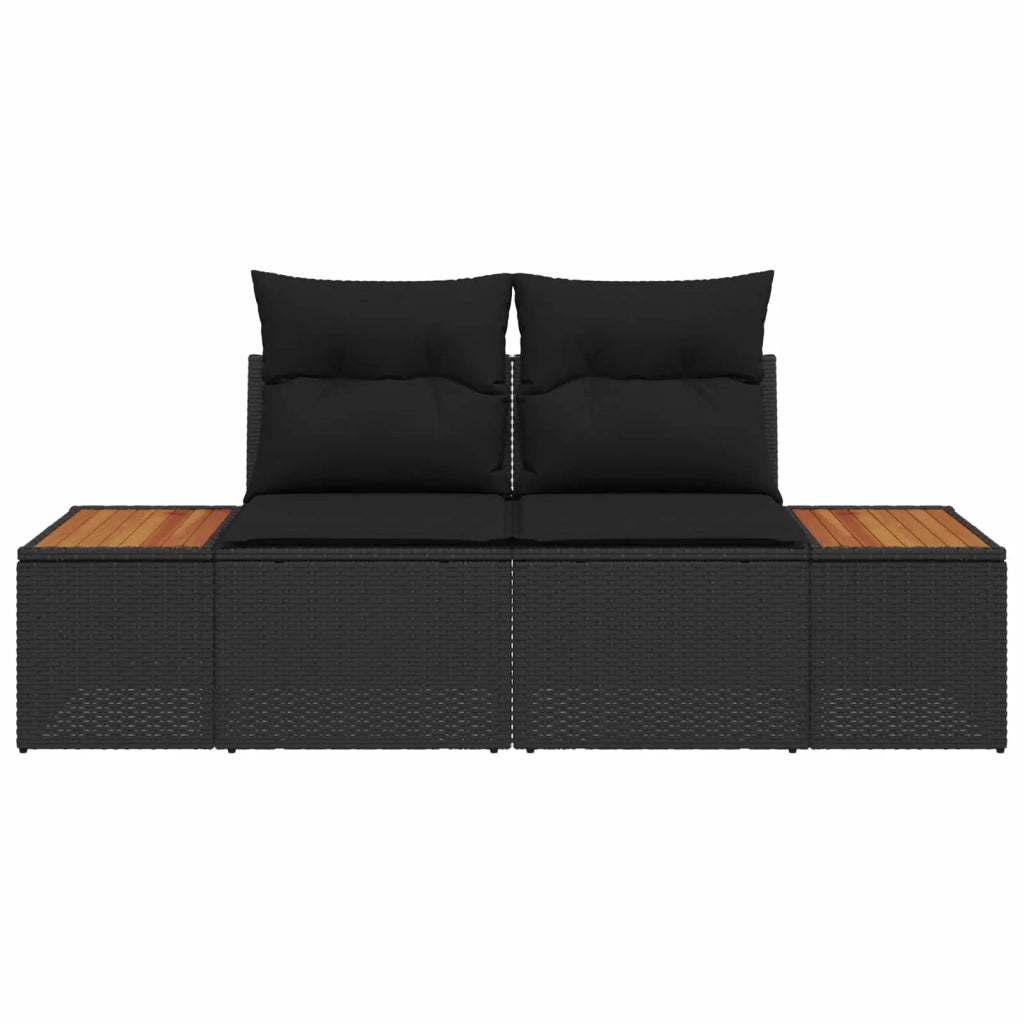 Divano da giardino Nero 184 x 62 x 85cm polyrattan 42006813