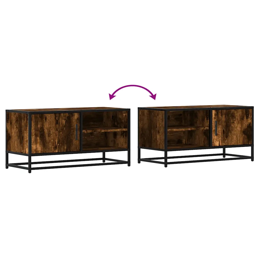 Mobile TV-Credenza per TV-Console TV Rovere Fumo 80x34,5x40 cm Legno Multistrato e Metallo 944696