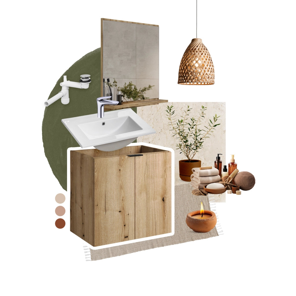 Set mobili bagno 90 cm con piano Nova Oak 90 x 1401 x 40 cm