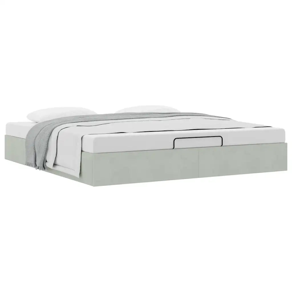 Struttura Letto Pouf senza Materasso-Giroletto con contenitore 160x200 cm in Velluto 959128