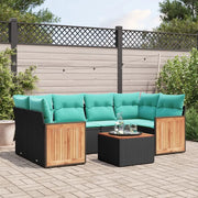 Set Divani da Giardino 7 pz con Cuscini Nero in Polyrattan 3227478