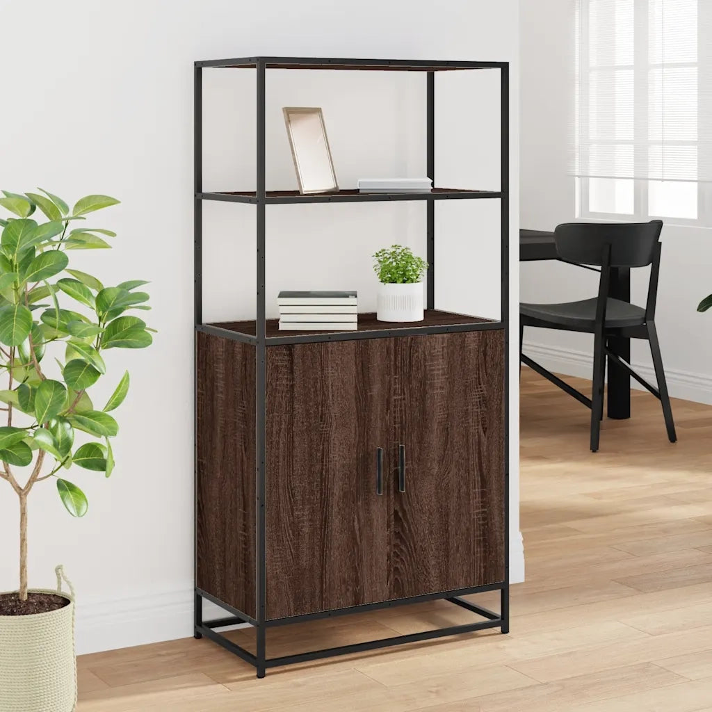 Credenza Rovere Marrone 68x35x139 cm Legno Multistrato Metallo 849053