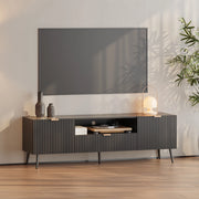Mobile Porta TV Nand con Ante Decorative 160 x 40 x 51 cm - Nero [en.casa]