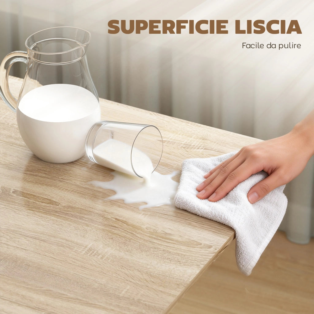 Tavolo Pieghevole per 4-6 Persone con 2 Ribalte e Ruote con Freno, 120x80x73 cm, Rovere